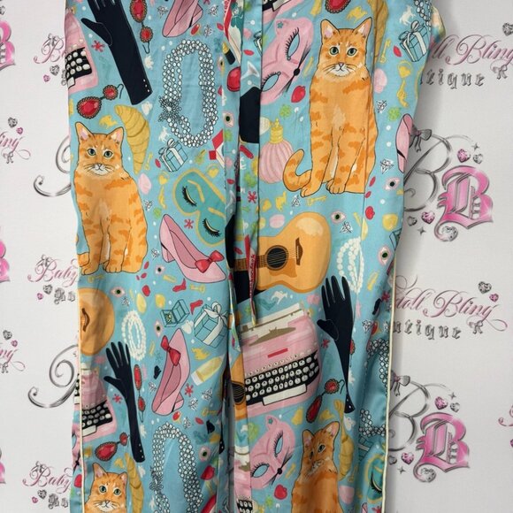 Karen mabon pants pj Colorful Cat Print Pajama Pants gummy bears pearls phone - Picture 15 of 16